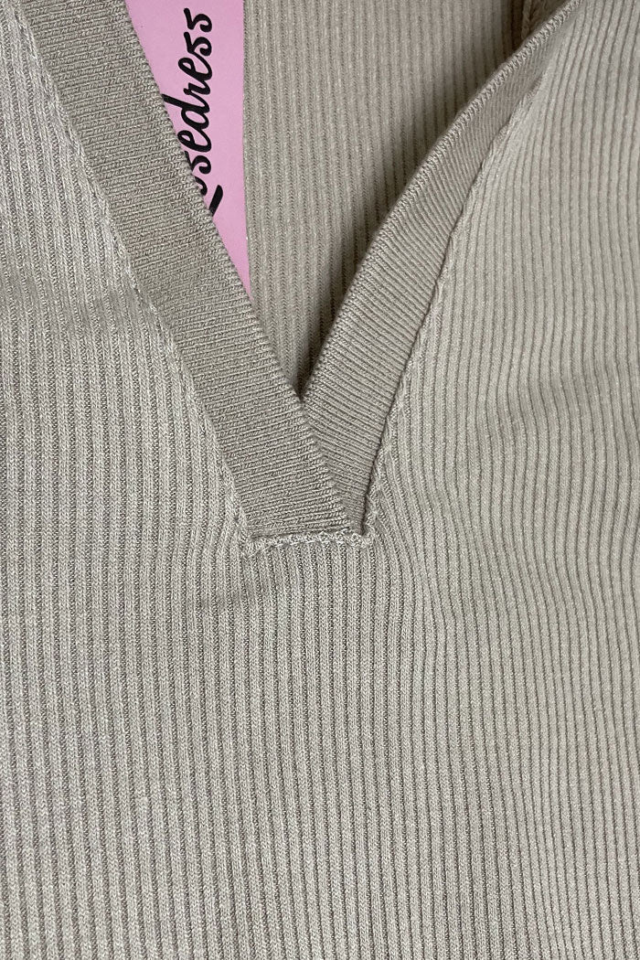 Preppy Yakalı Nervürlü Örgü Mini Elbise - Açık Kahve