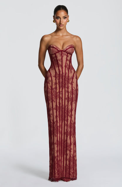 Sian Maxi Elbise - Bordo