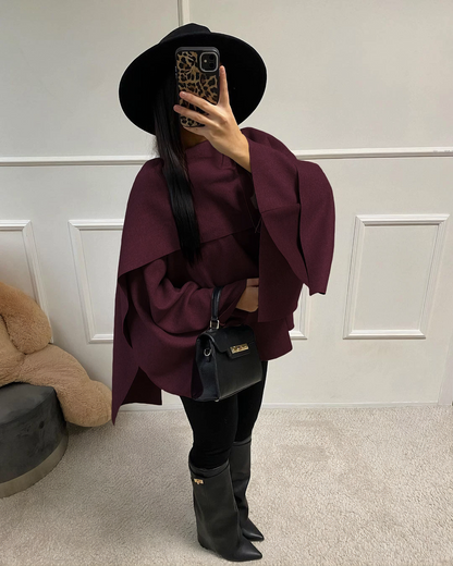 Bordo Şık Şal Yaka Kaban