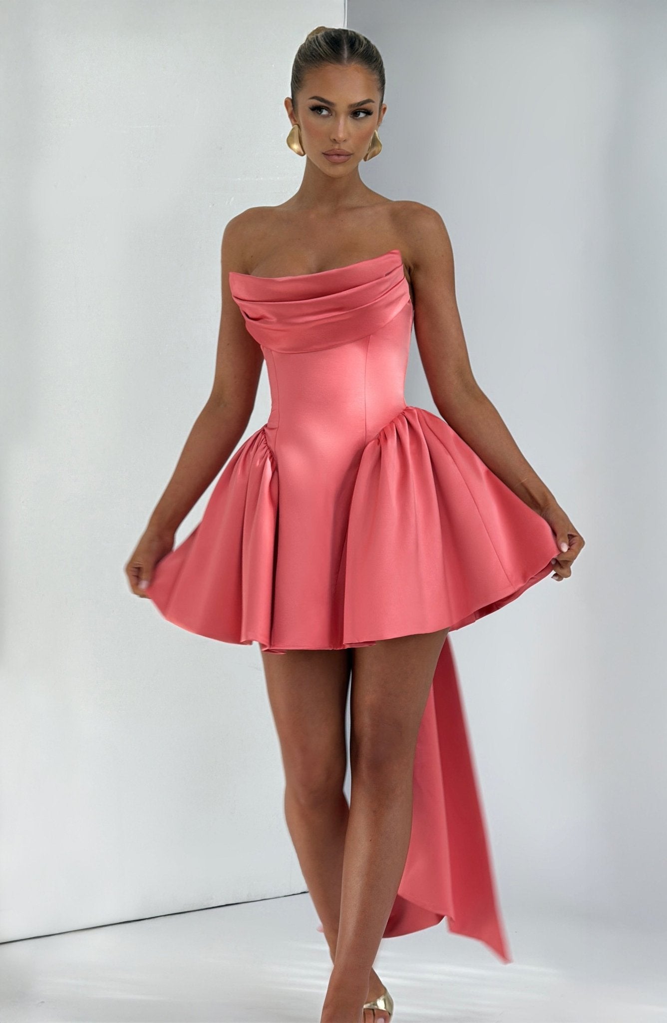 Trinity Mini Elbise - Mercan Pembesi