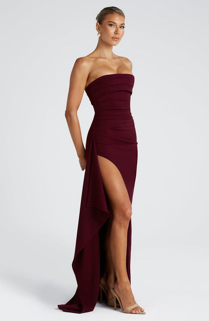 Zafira Maxi Elbise - Bordo